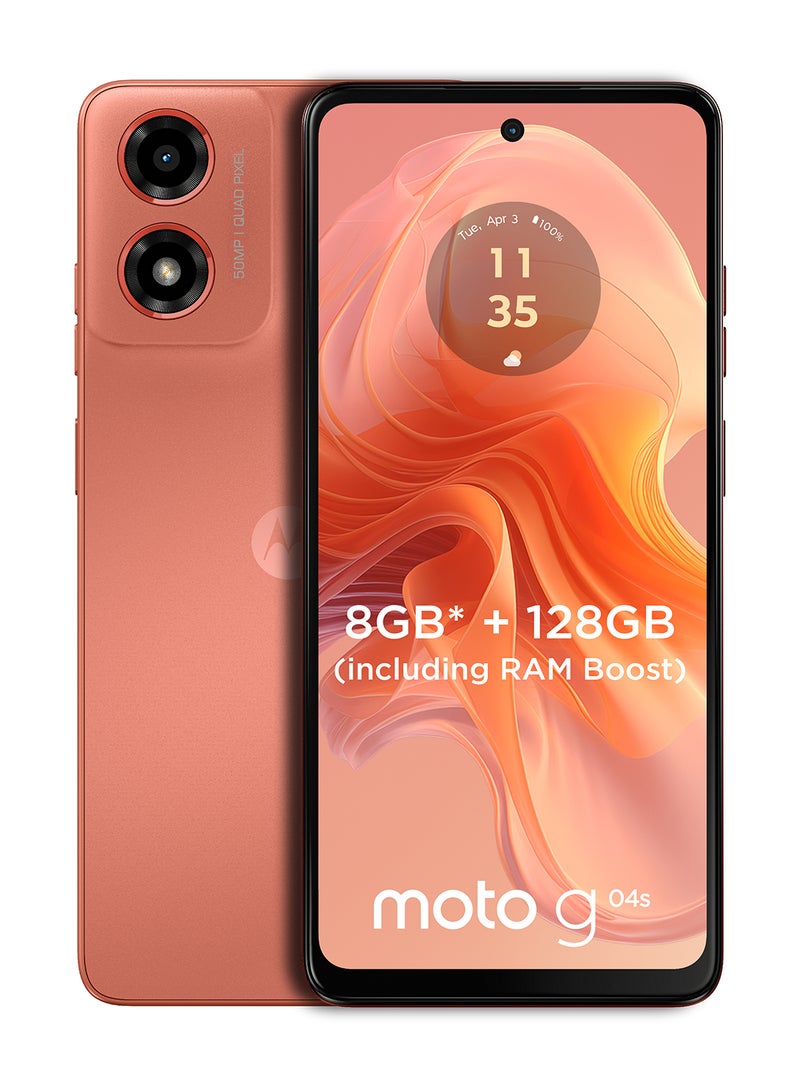 موتورولا G04S ثنائي الشريحة، برتقالي، 4 جيجابايت، 128 جيجابايت، 4G - إصدار الشرق الأوسط - Image 1