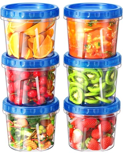 BiuLeon 6 Pack24 oz Freezer Storage Containers Plastic Food Storage Containers with Twist Top Lids BPA Free and Reusable Soup Containers with Lids LeakproofMicrowaveDishwasher Safe - Image 1