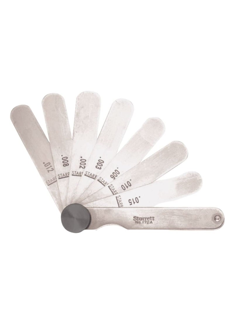 Starrett Starrett Tempered Steel Thickness Gage with Straight Leaves Locking Device Rugged and Substanial Steel Case  00015 0015 Range 9 Leaves  172A  - Image 1