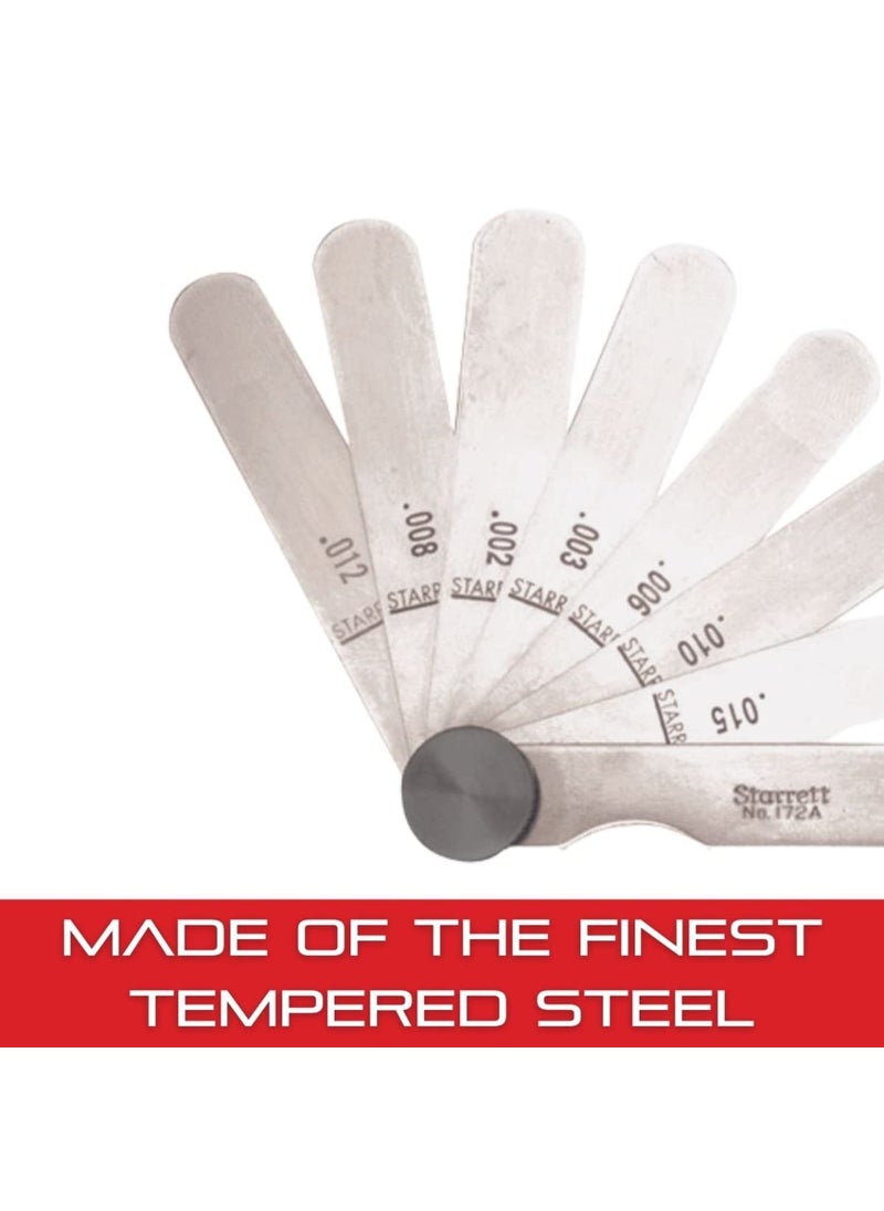 Starrett Starrett Tempered Steel Thickness Gage with Straight Leaves Locking Device Rugged and Substanial Steel Case  00015 0015 Range 9 Leaves  172A  - Image 4