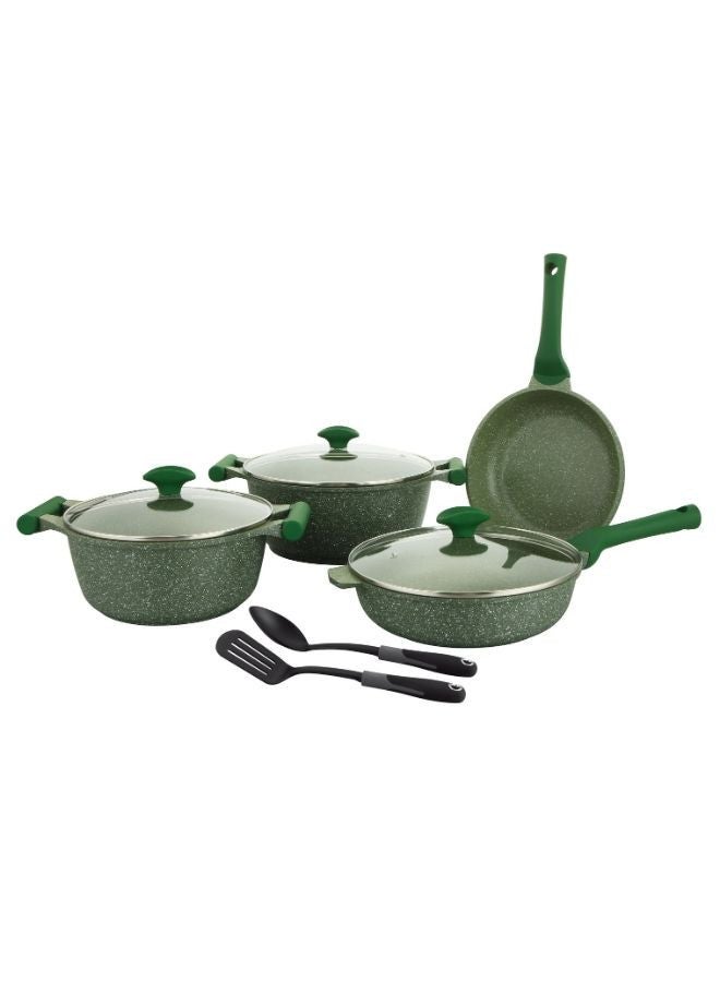 Prestige Essentials 9pcs Pots and Pans Set | Nonstick Cookware Sets |  Granite Pots Set | Kitchen Induction Pots and Pans Cooking Sets | Pan Sets for Cooking - Green - Image 1