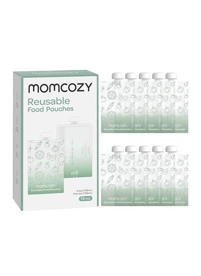 Momcozy أكياس طعام أطفال قابلة لإعادة الاستخدام للأطفال الصغار، مصنوعة من البلاستيك الخالي من مادة BPA، آمنة للطعام، آمنة للاستخدام في الفريزر، قابلة لإعادة التعبئة لعصير التفاح والزبادي والهريس  - Image 1