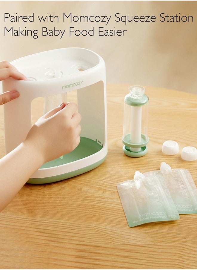 Momcozy أكياس طعام أطفال قابلة لإعادة الاستخدام للأطفال الصغار، مصنوعة من البلاستيك الخالي من مادة BPA، آمنة للطعام، آمنة للاستخدام في الفريزر، قابلة لإعادة التعبئة لعصير التفاح والزبادي والهريس  - Image 2
