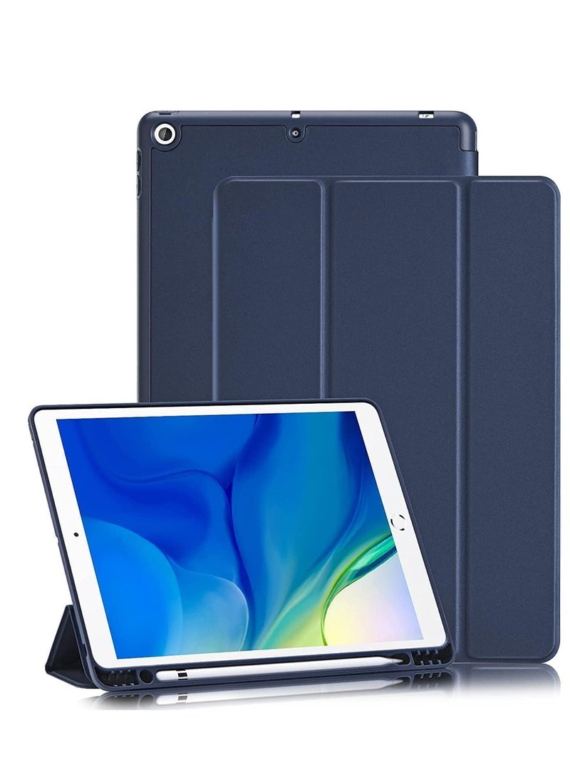 Compatible iPad 9th/8th/7th Generation case (2021/2020/2019) iPad 10.2-Inch Case with Pencil Holder, Slim Soft TPU Back Smart Magnetic Stand Protective Cover Cas (Deep Navy Blue) - Image 1