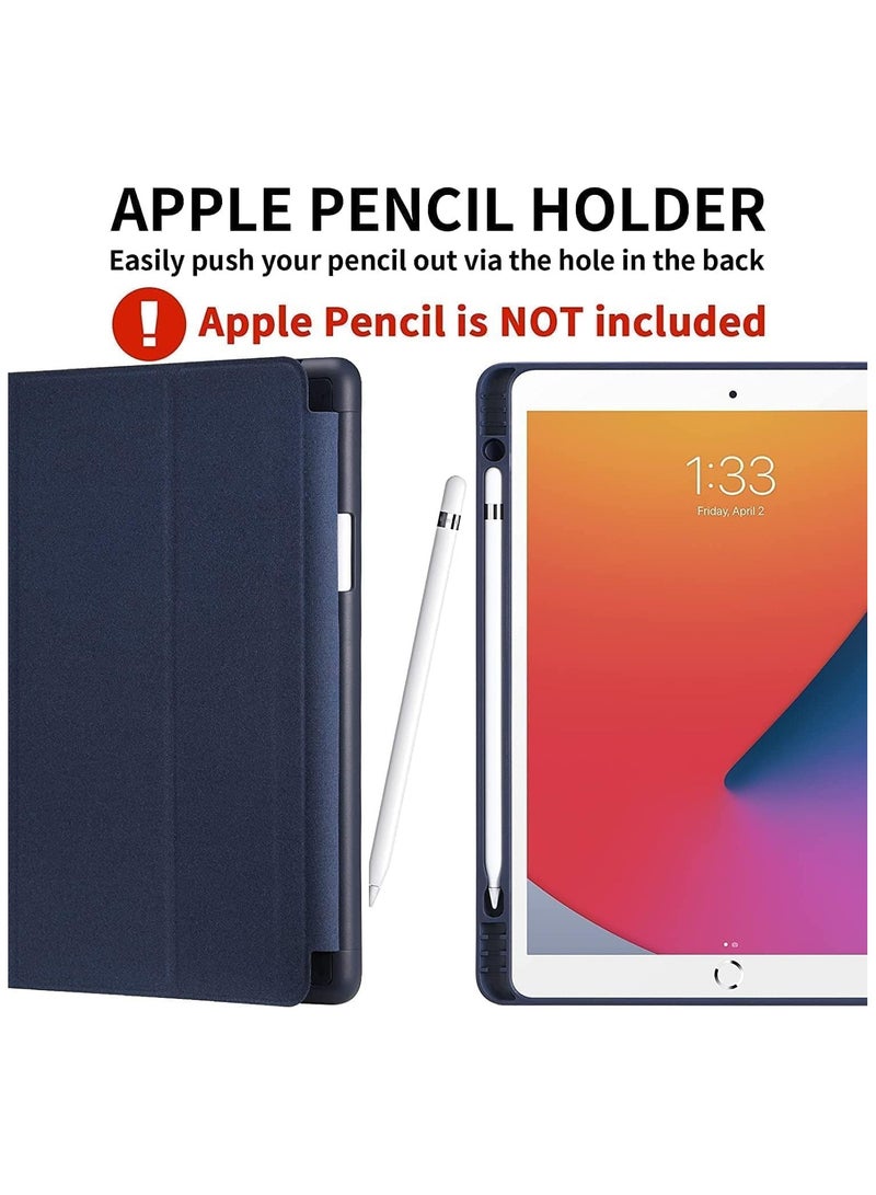 Compatible iPad 9th/8th/7th Generation case (2021/2020/2019) iPad 10.2-Inch Case with Pencil Holder, Slim Soft TPU Back Smart Magnetic Stand Protective Cover Cas (Deep Navy Blue) - Image 2