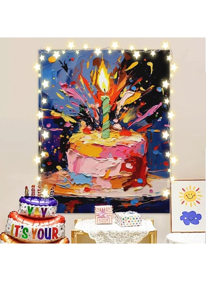 قماش خلفية لتزيين كعكة عيد الميلاد بموضوع الرسم الزيتي لحفلات عيد الميلاد، مناسب لصور عيد الميلاد للأطفال (هذا المنتج يشمل قطعة واحدة فقط من قماش الخلفية) - Image 2