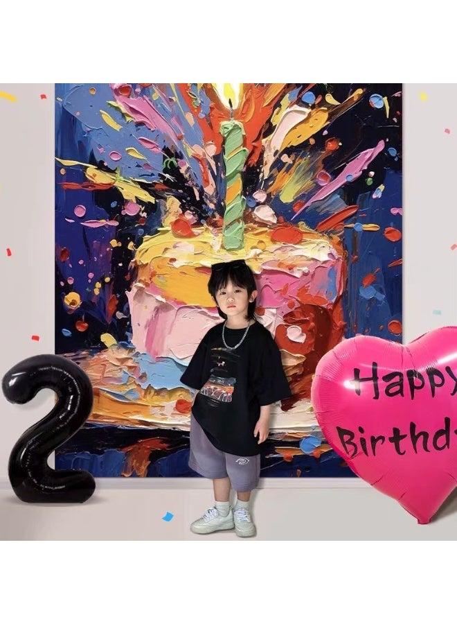 قماش خلفية لتزيين كعكة عيد الميلاد بموضوع الرسم الزيتي لحفلات عيد الميلاد، مناسب لصور عيد الميلاد للأطفال (هذا المنتج يشمل قطعة واحدة فقط من قماش الخلفية) - Image 4