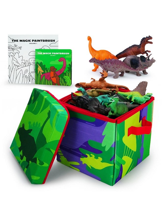 BOLEY Boley Dino Play Mat and Toy Storage Box - 8 Piece Playset with Foldable Floor Playmat/Storage Box, Plastic Dinosaur Figures, and Dinosaur Books - Kids Play Mats for Toddlers Ages 3+ - Image 1