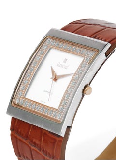 GENEVAL Leather Strap Analog Wrist Watch GLS044CRWL - 34mm - Light Brown  - Image 2