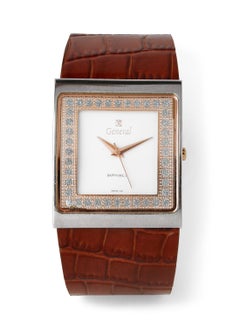 GENEVAL Leather Strap Analog Wrist Watch GLS044CRWL - 34mm - Light Brown  - Image 1