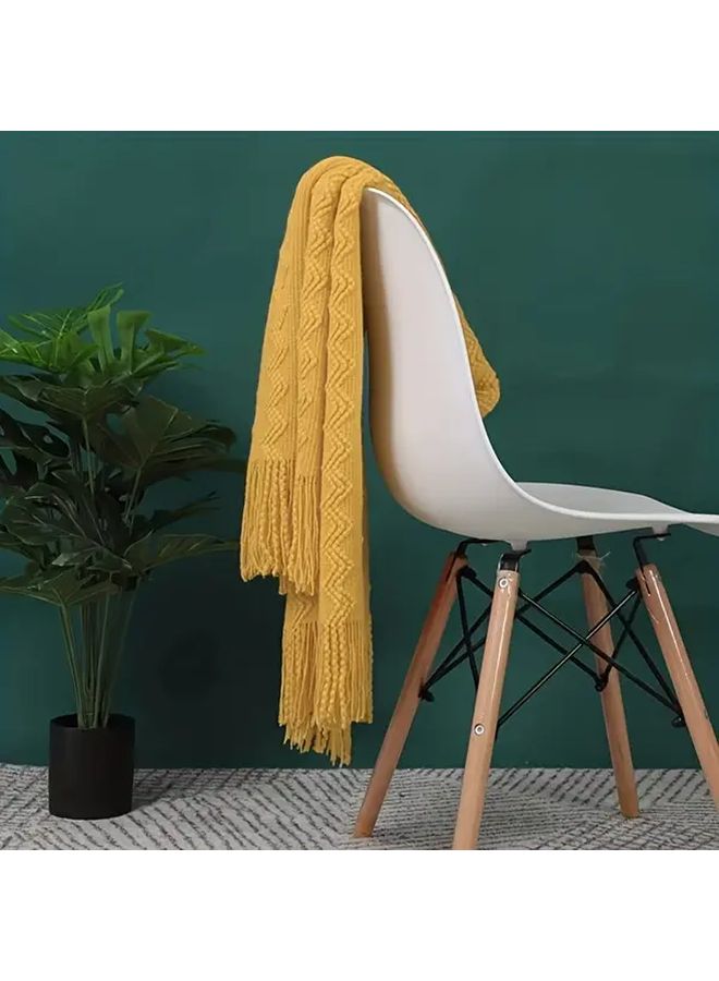 Sanbo Orange Fringe Blanket 50x68 Inch Retro Geometric All Season Bedspread Sofa Throw - Image 5