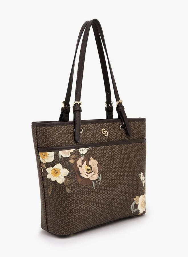 Celeste Monogram Floral Print Tote Bag With Handles