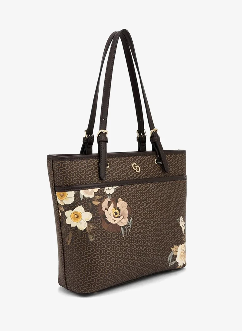 Celeste Monogram Floral Print Tote Bag With Handles
