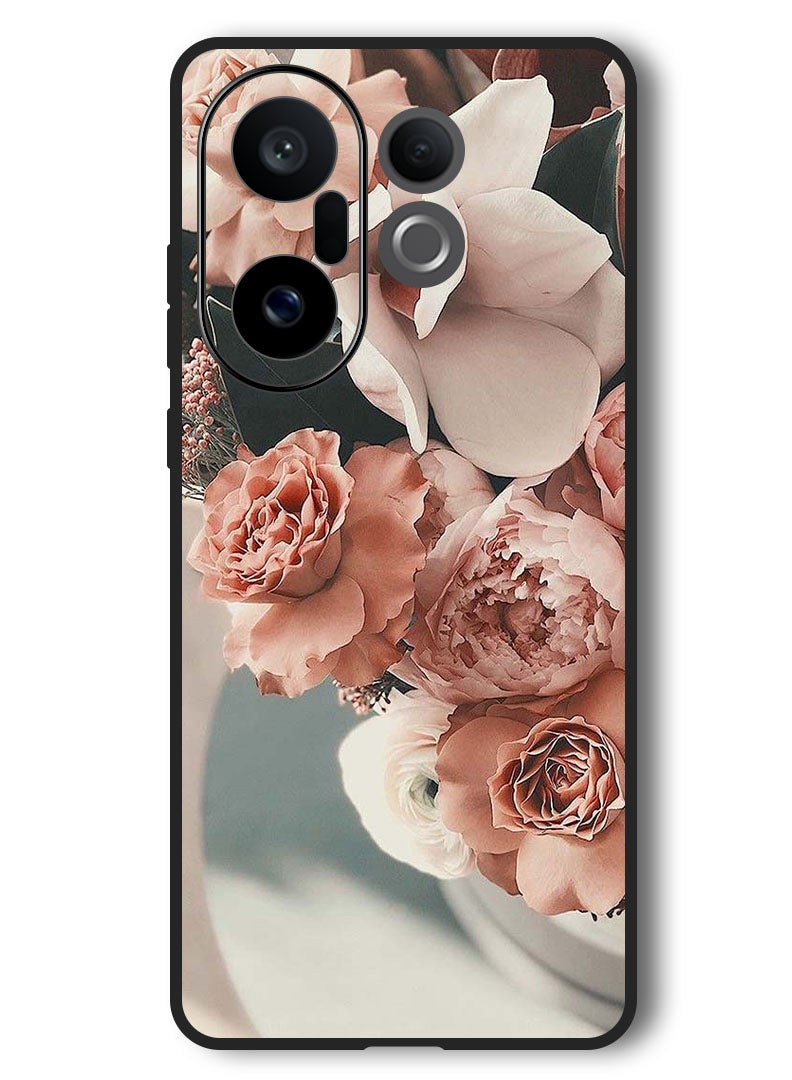 Theodor Case Compatible with Vivo X200 FE 6.31 Inch Protection Shockproof Bumper Cover Peach Roses - Image 1