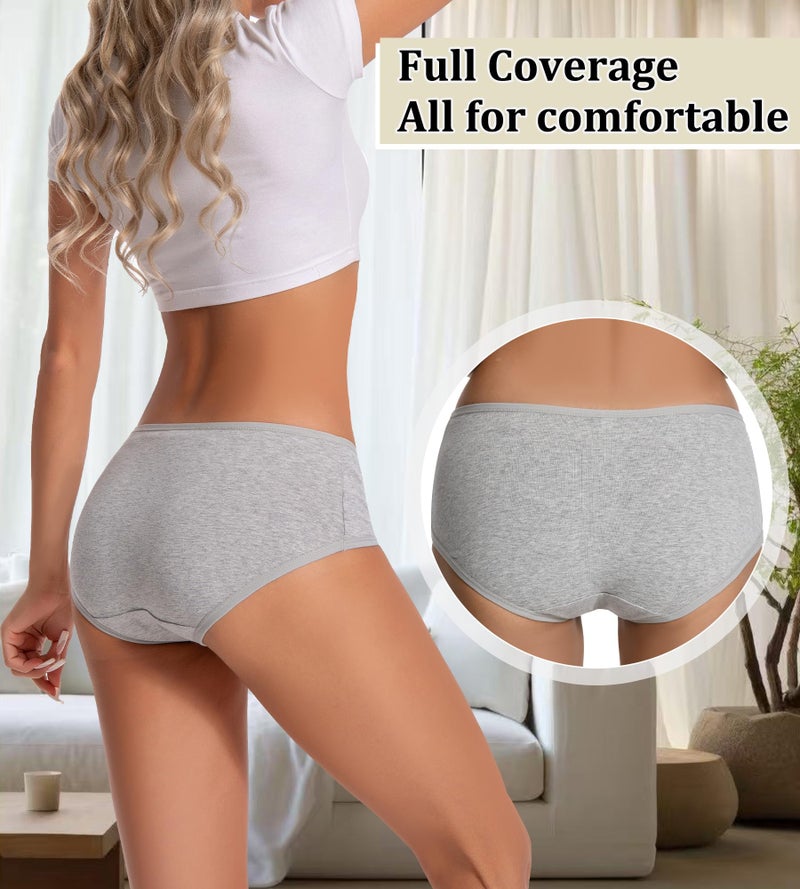 dmuveo Womens Underwear Cotton Hipster Full Coverage Panties Laides Low Rise Briefs 6 Pack Plus Size 5, Small - Image 3