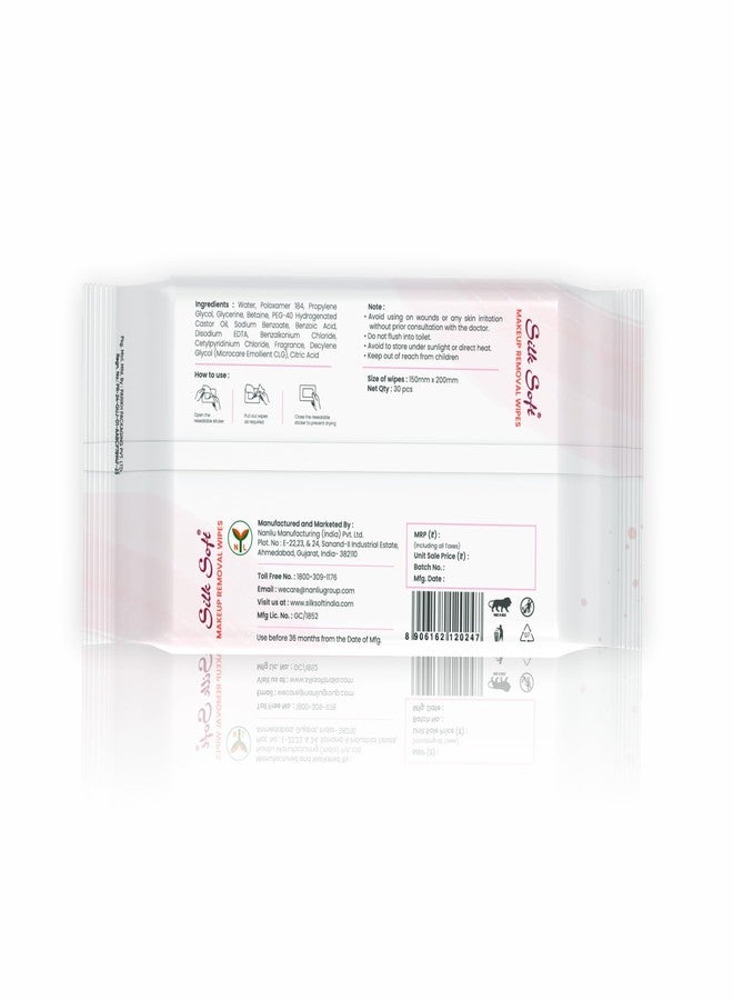 Silk Soft Makeup Remover Wipes - 60 Wipes (Pack of 2 x 30) | Ultra-Soft & Skin-Friendly | Gently Removes Waterproof Makeup | Alcohol-Free - Image 3