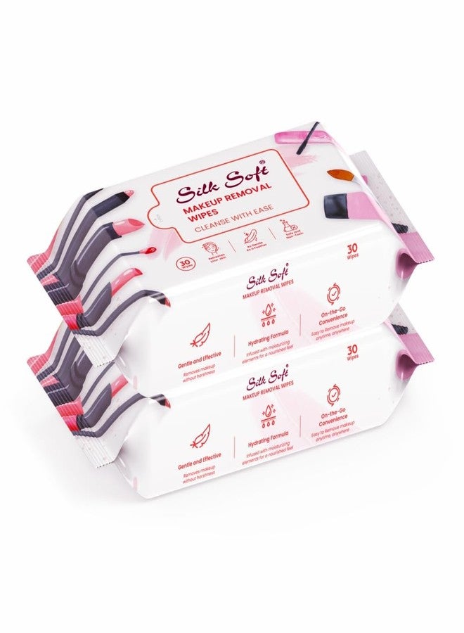 Silk Soft Makeup Remover Wipes - 60 Wipes (Pack of 2 x 30) | Ultra-Soft & Skin-Friendly | Gently Removes Waterproof Makeup | Alcohol-Free - Image 1