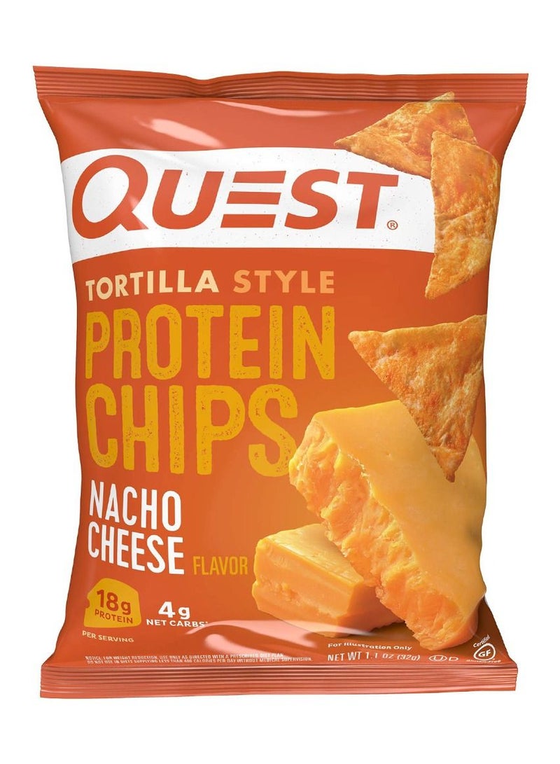 كويست تورتيلا ستايل بروتين شيبس بنكهة جبن الناتشو 32 جرام - Image 1