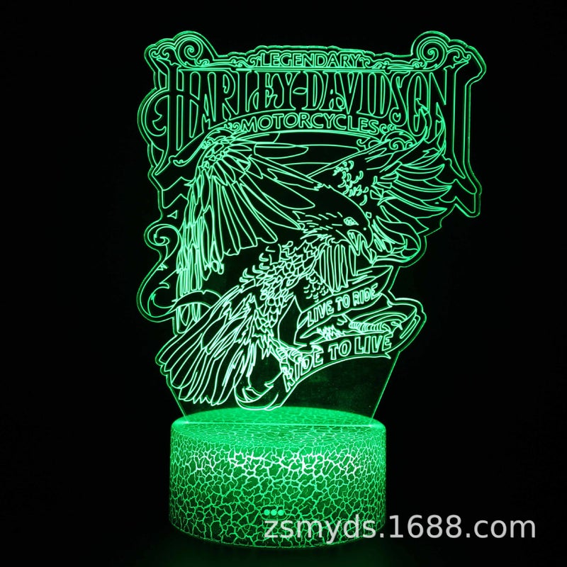 Dedicated To Harley Motorcycle Series Led Night Light Creative Colorful Visual 3D Lamp Gift Lamp - Image 1