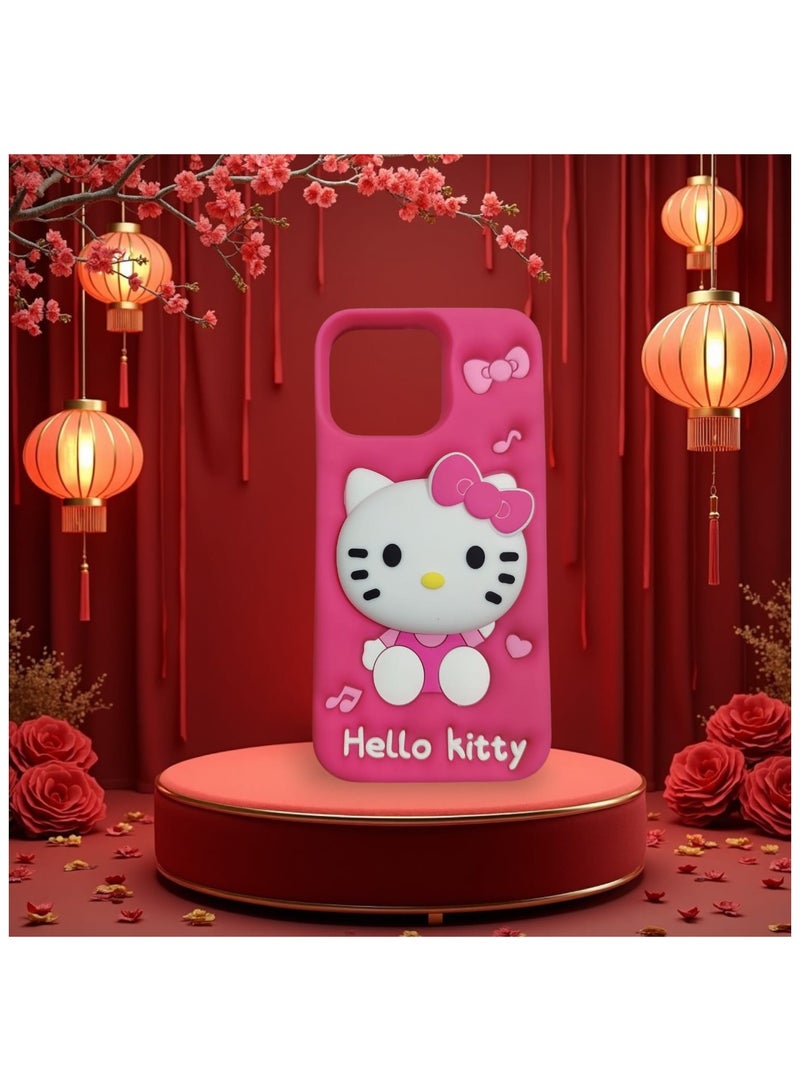 هالو كيتي جراب سيليكون ل ايفون 15 برو ماكس وردي - Image 1