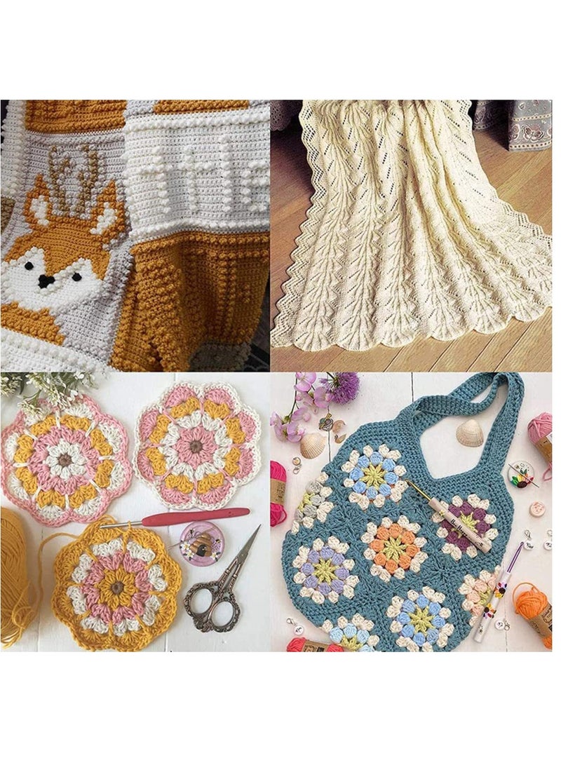 Excefore Knitting Crochet Hooks Sets Metal - Multicolor Aluminium Needles Kit Set with 100 pcs Knitting Accessories Sewing Tools for Household Handmade Crafts for Crocheting Beginner - Image 3