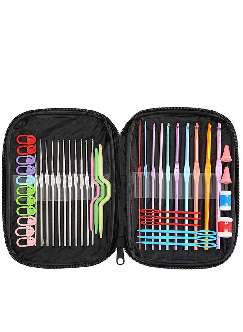 Excefore Knitting Crochet Hooks Sets Metal - Multicolor Aluminium Needles Kit Set with 100 pcs Knitting Accessories Sewing Tools for Household Handmade Crafts for Crocheting Beginner - Image 2