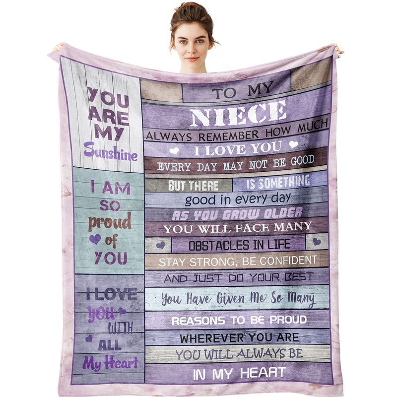 Yamco Niece Gifts from Auntie  Gifts for Niece from Uncle Aunt Blanket 60x 50  Birthday Gifts for Nieces Graduation Gift Ideas