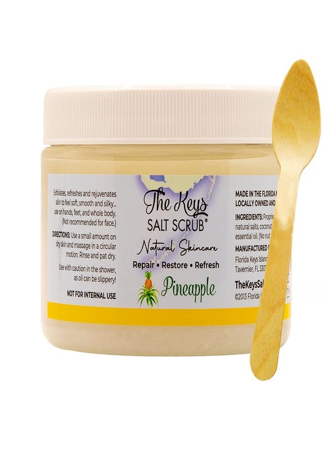 The Keys Salt Scrub -Sea Salt Scrub - Exfoliating Body Scrub with Wooden Spoon - Moisturizing Exfoliator for Hands, Foot, Bath, (Pineapple) (12 Fl Oz (Pack of 1), Pineapple) - Image 2