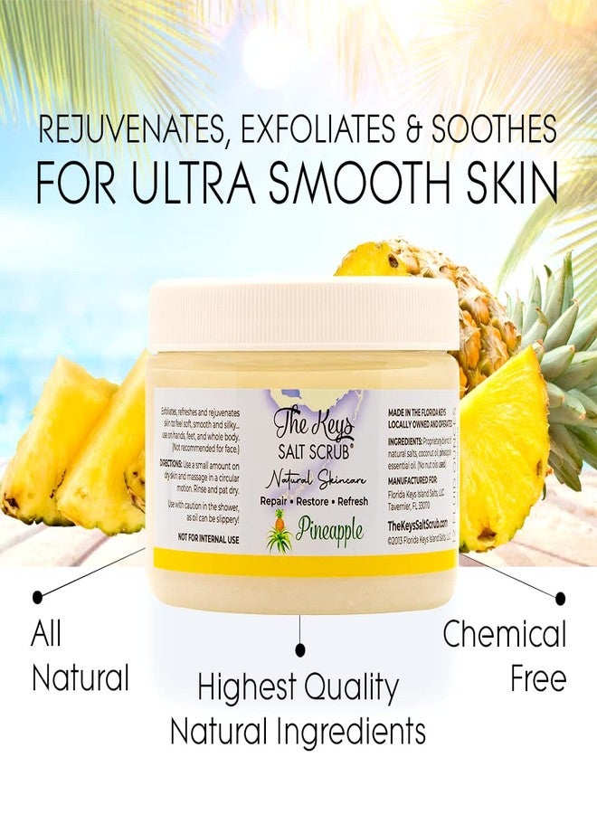 The Keys Salt Scrub -Sea Salt Scrub - Exfoliating Body Scrub with Wooden Spoon - Moisturizing Exfoliator for Hands, Foot, Bath, (Pineapple) (12 Fl Oz (Pack of 1), Pineapple) - Image 3
