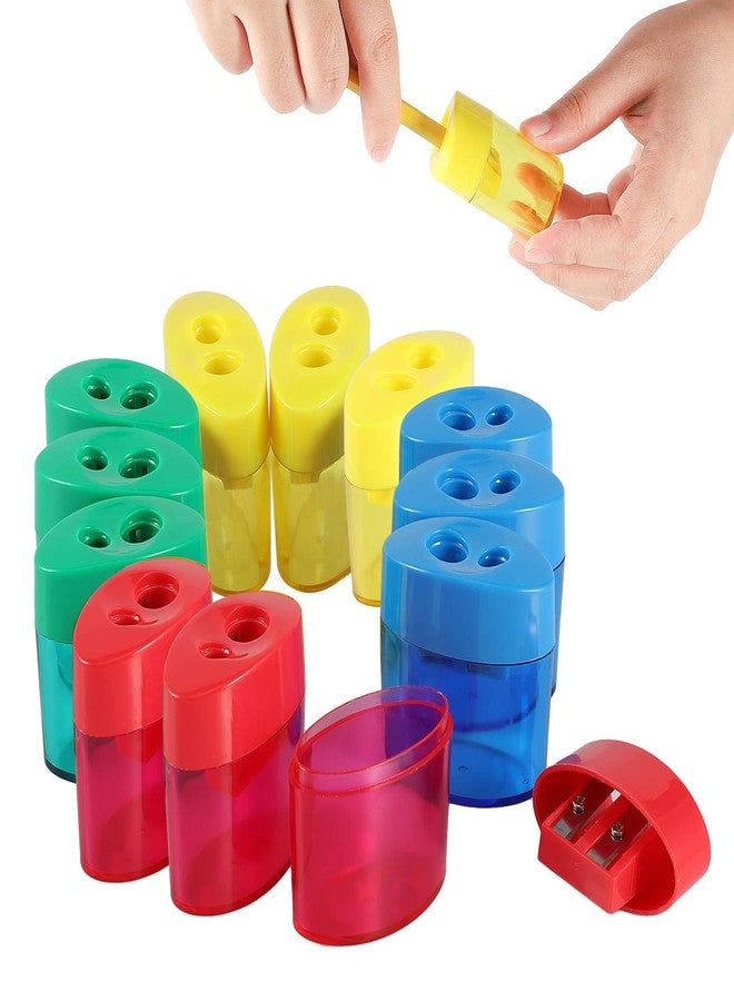KIDMEN 2-Hole Pencil Sharpener - Handheld, 12 Pack for Kids - Image 1