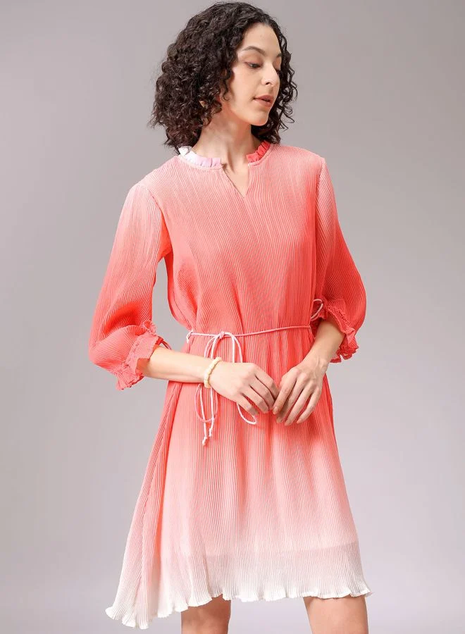 مرفوعة Women Relaxed Fit Casual Ombre Pleated Dress