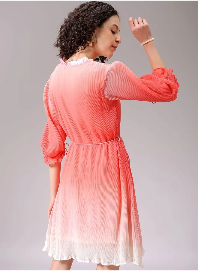 Freehand Women Relaxed Fit Casual Ombre Pleated Dress