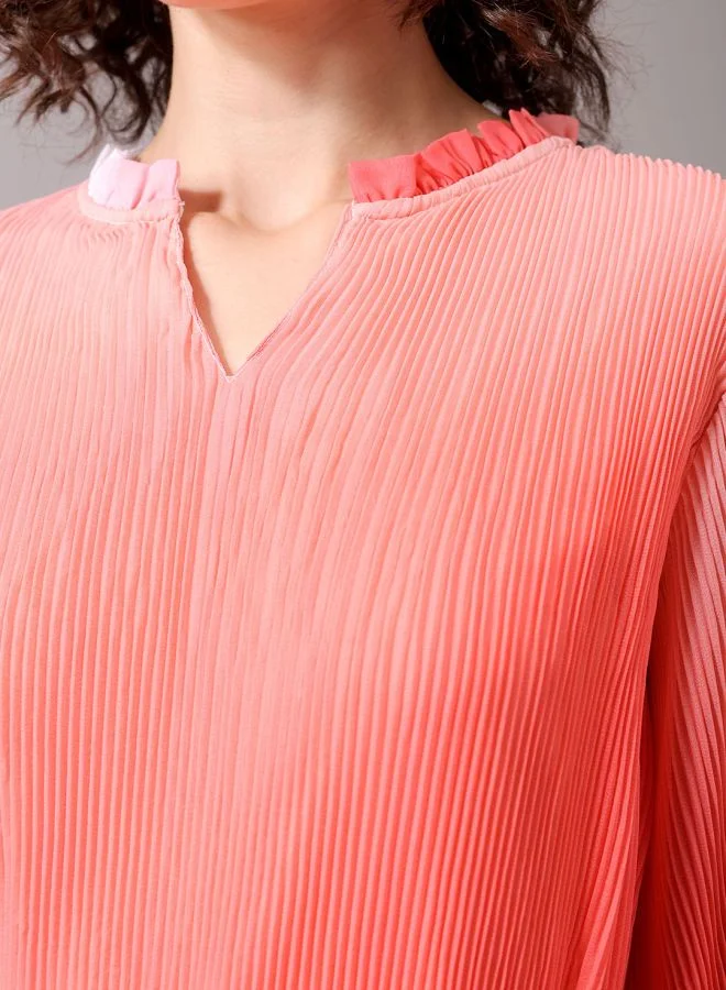 مرفوعة Women Relaxed Fit Casual Ombre Pleated Dress