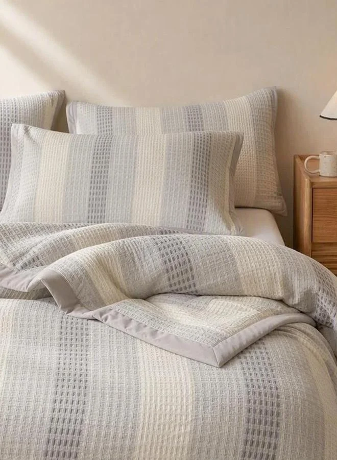 Styli 4-Piece Blue Striped Polyester Duvet Cover Set