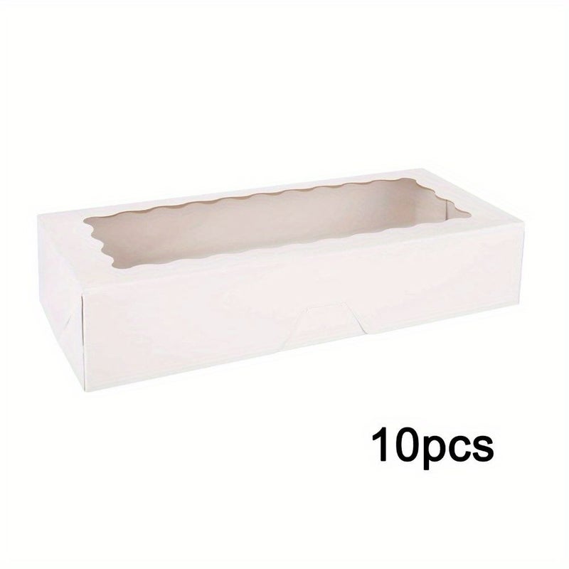 10 White Favor Boxes With Clear Window Pop Up For Party Gift - Image 1