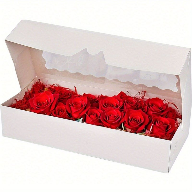 10 White Favor Boxes With Clear Window Pop Up For Party Gift - Image 5