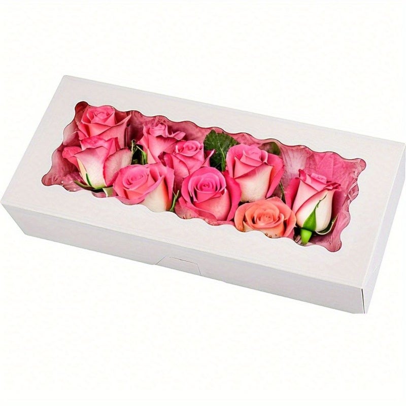 10 White Favor Boxes With Clear Window Pop Up For Party Gift - Image 2