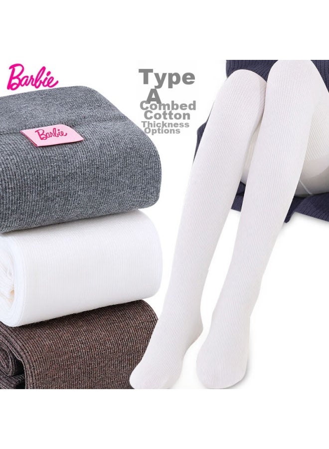 Barbie Girls' Tights, Autumn And Winter Style, Children's Leggings, Girls' Fleece-lined Thickened Baby Socks, One-piece Socks, Dw0122d Black, Size L (suitable For 130-145cm) - Image 1