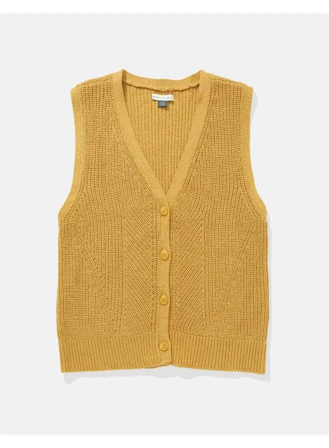 American Eagle Casual Button-Up Vest Sweater