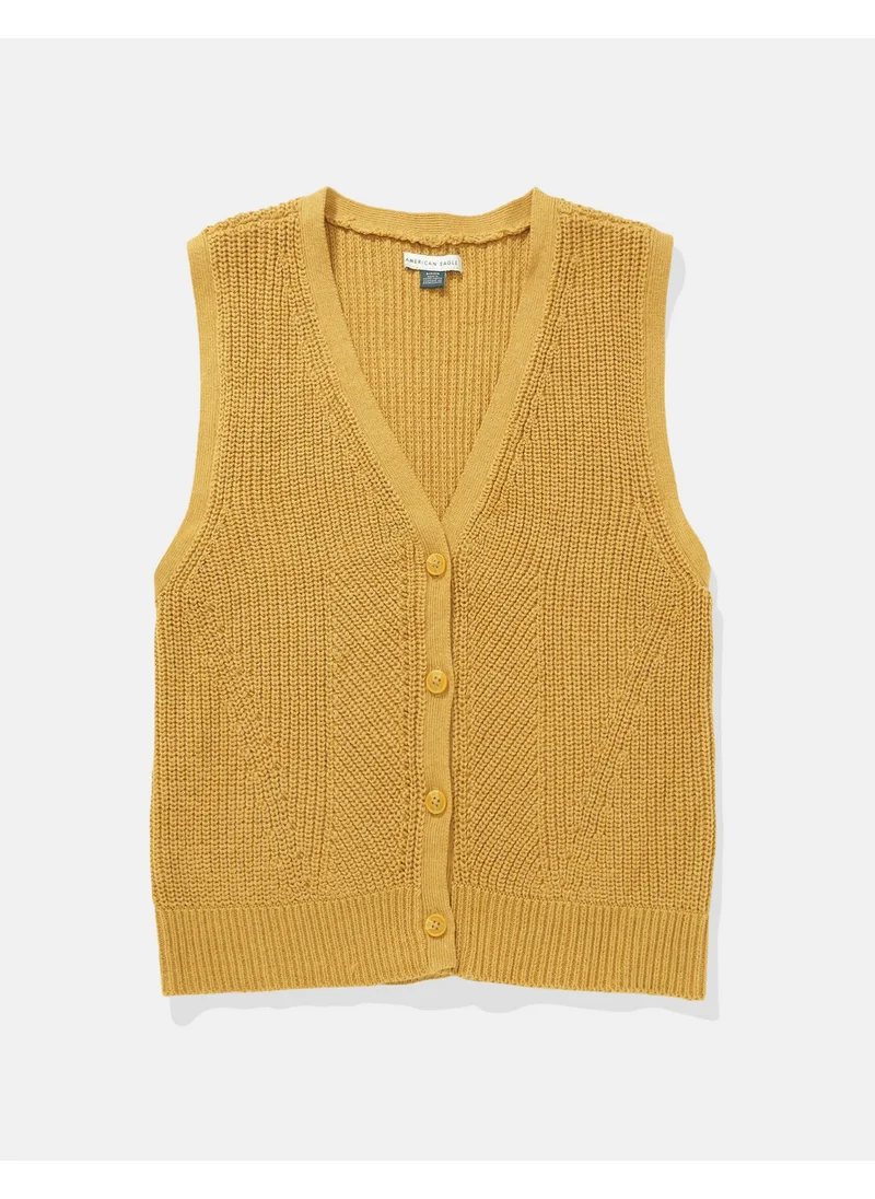 American Eagle Casual Button-Up Vest Sweater