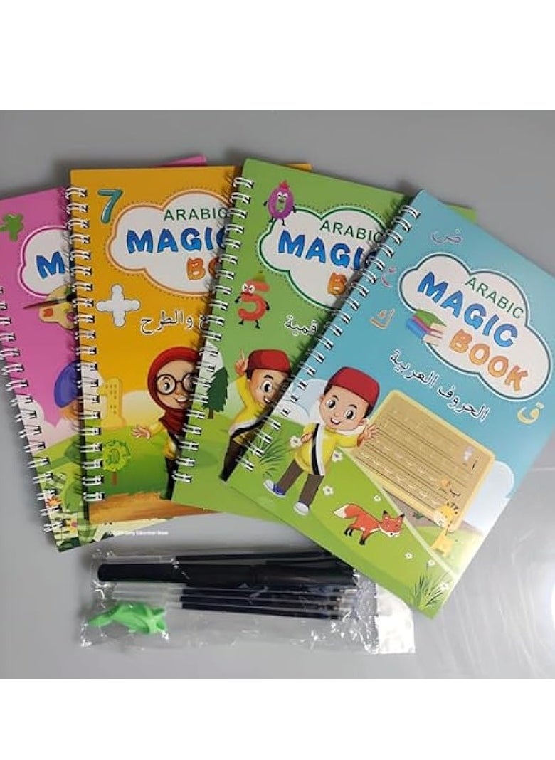 TWEGGON 4Pcs Arabic Magic Books Handwriting Practice Workbook Reusable Copybook Notebooks (4 Arabic Books + 1 Pen + 10 Refills)  - Image 4