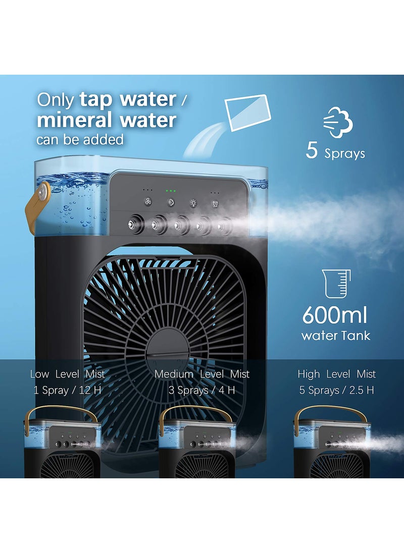 Enfogo - Enfogo FIRST TIME IN EVER WITH LIFETIME REPLACEMENT WARRANTY Elevate comfort with the Portable Air Conditioner Fan This air fan features a 500 ml water tank with 7 colors LED light_Multicolor - Image 1