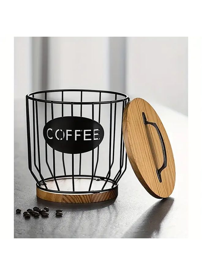 Iron Art Wooden Lid Storage Frame Coffee Capsule Organizer For Filters Beans - Image 4
