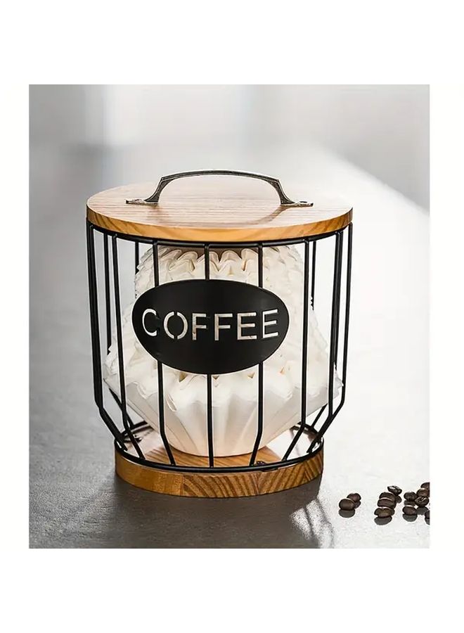 Iron Art Wooden Lid Storage Frame Coffee Capsule Organizer For Filters Beans - Image 1