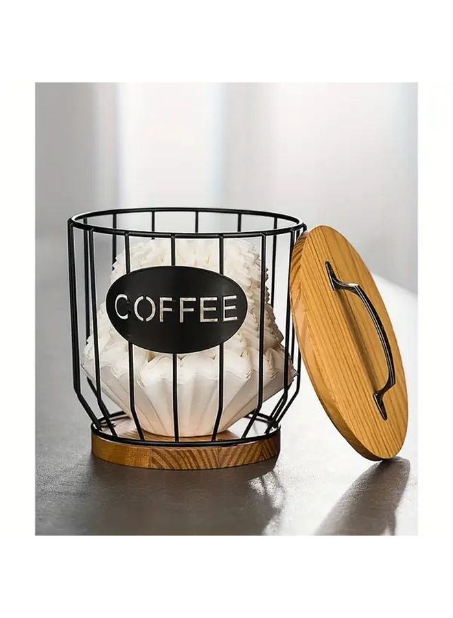 Iron Art Wooden Lid Storage Frame Coffee Capsule Organizer For Filters Beans - Image 5