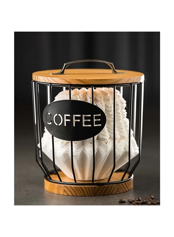 Iron Art Wooden Lid Storage Frame Coffee Capsule Organizer For Filters Beans - Image 2