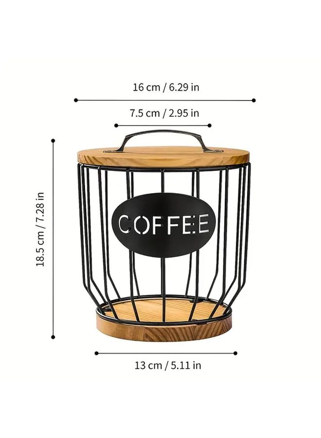 Iron Art Wooden Lid Storage Frame Coffee Capsule Organizer For Filters Beans - Image 3