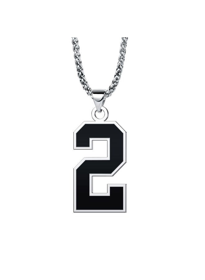 QeenseKc Black Number 1 to 99 Chain Neckalce for Boy Athletes Baseball Number Pendant Stainless Steel Jewelry for Sport Fans Gift, Metal, base - Image 1