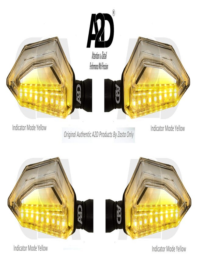 A2D Type-D Double Color Bike DRL + Sleek SMD LED Turn Signal Indicators Yellow & Blue-Set of 4 - Image 3