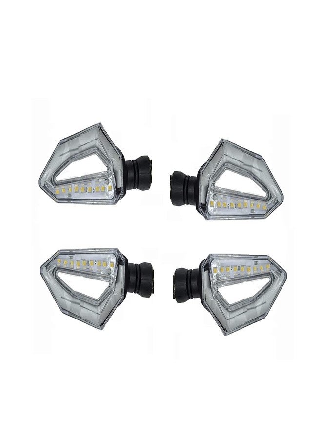 A2D Type-D Double Color Bike DRL + Sleek SMD LED Turn Signal Indicators Yellow & Blue-Set of 4 - Image 2
